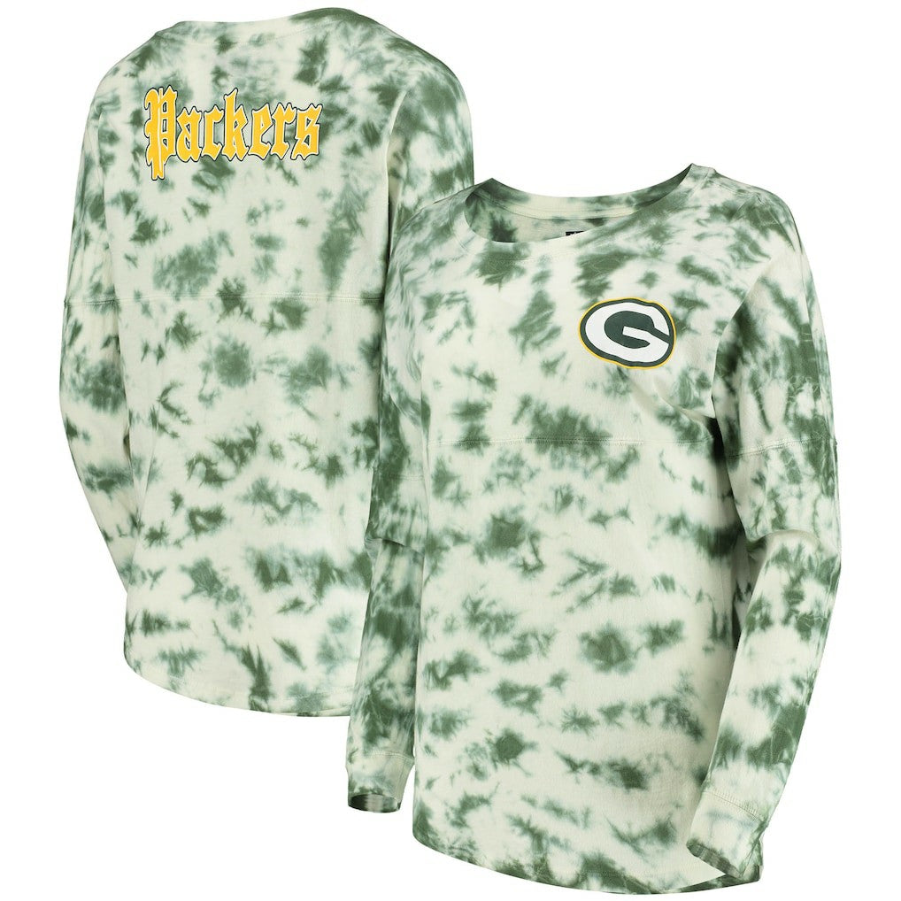 Green Bay Packers New Era Women's Tie-Dye Long Sleeve T-Shirt - Green T-shirts
