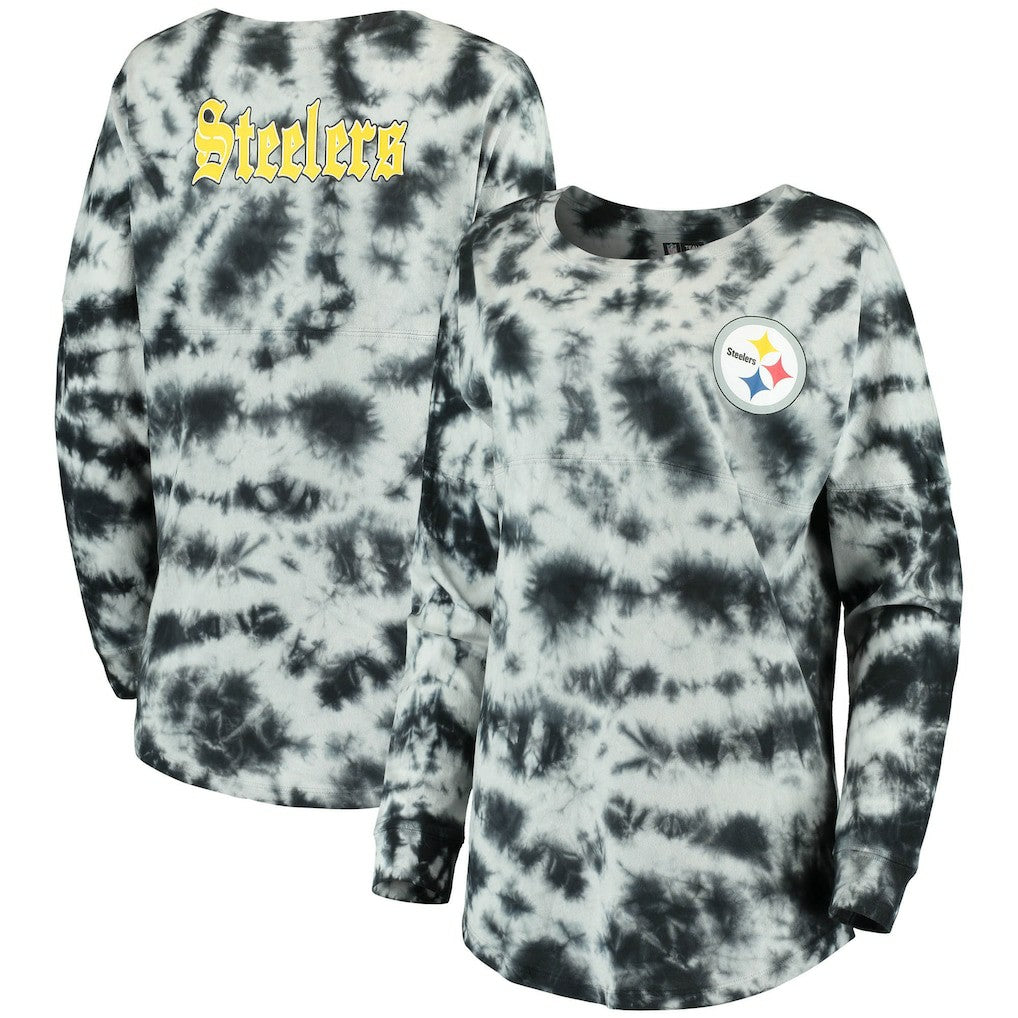 Pittsburgh Steelers New Era Women's Tie-Dye Long Sleeve T-Shirt - Black T-shirts