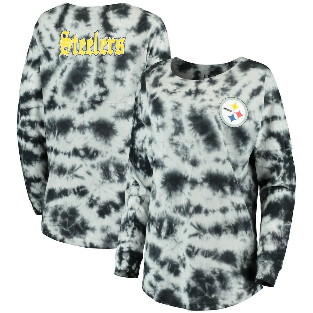 Pittsburgh Steelers New Era Women's Tie-Dye Long Sleeve T-Shirt - Black T-shirts