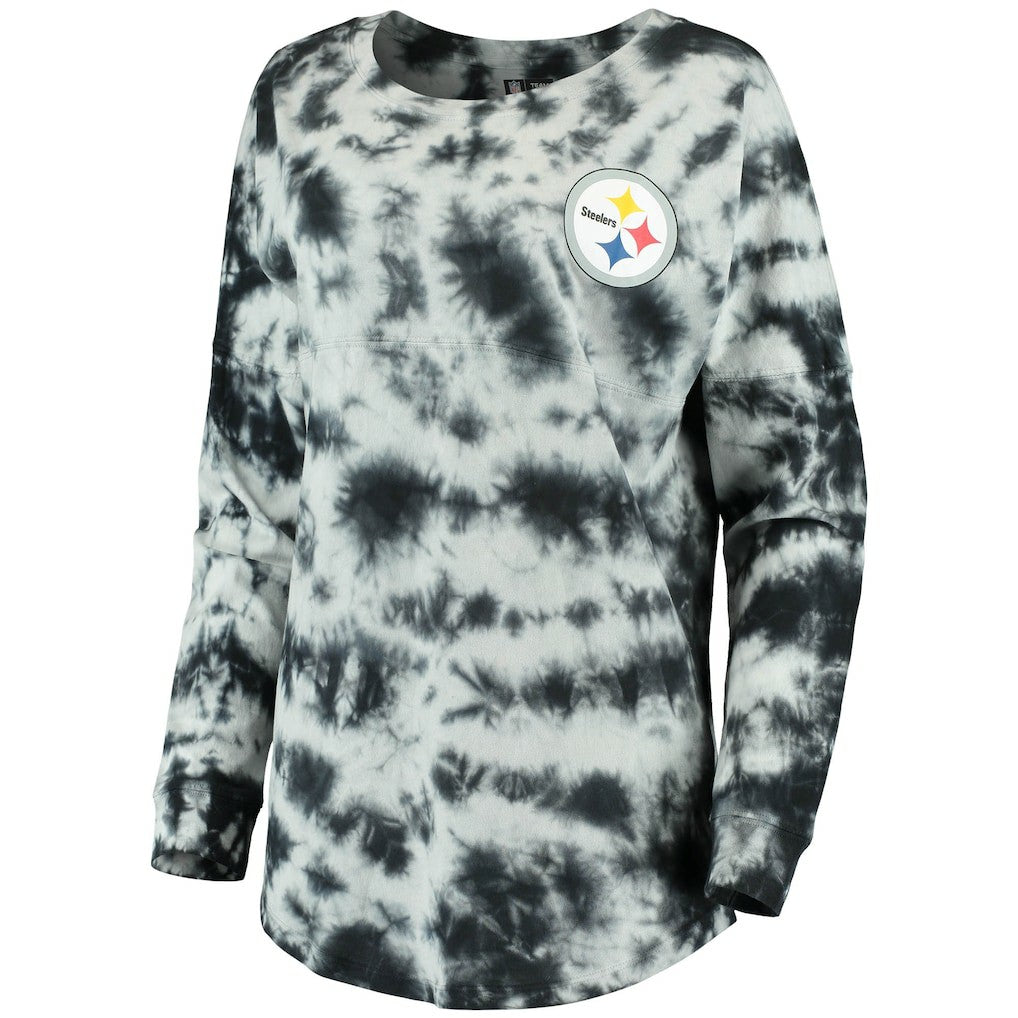 Pittsburgh Steelers New Era Women's Tie-Dye Long Sleeve T-Shirt - Black T-shirts