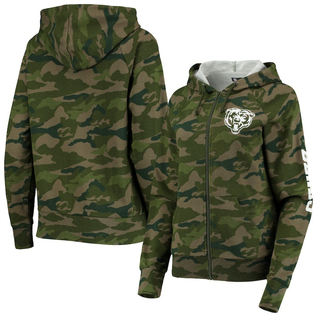 Chicago Bears New Era Women's Raglan Full-Zip Hoodie - Camo Hoodies