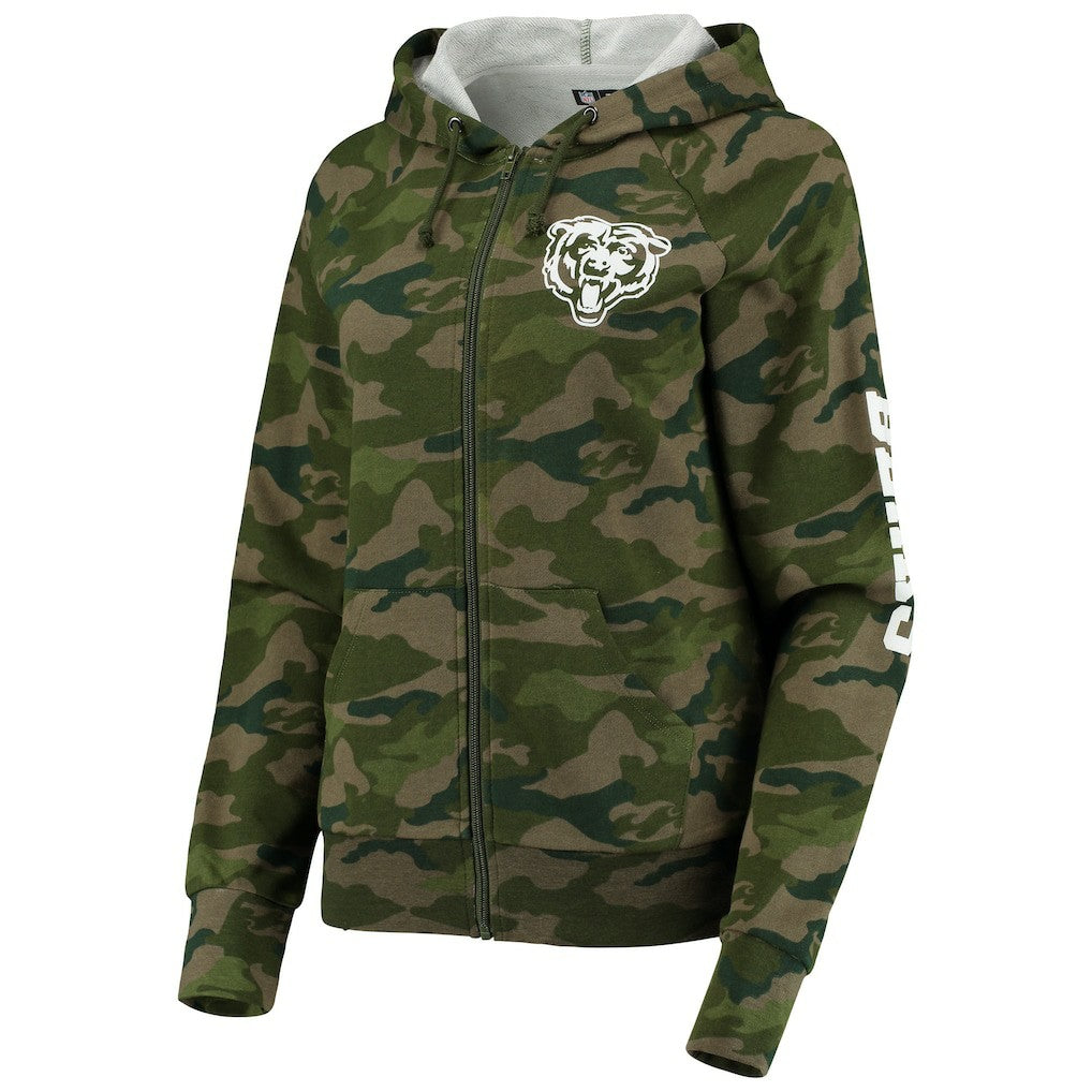 Chicago Bears New Era Women's Raglan Full-Zip Hoodie - Camo Hoodies