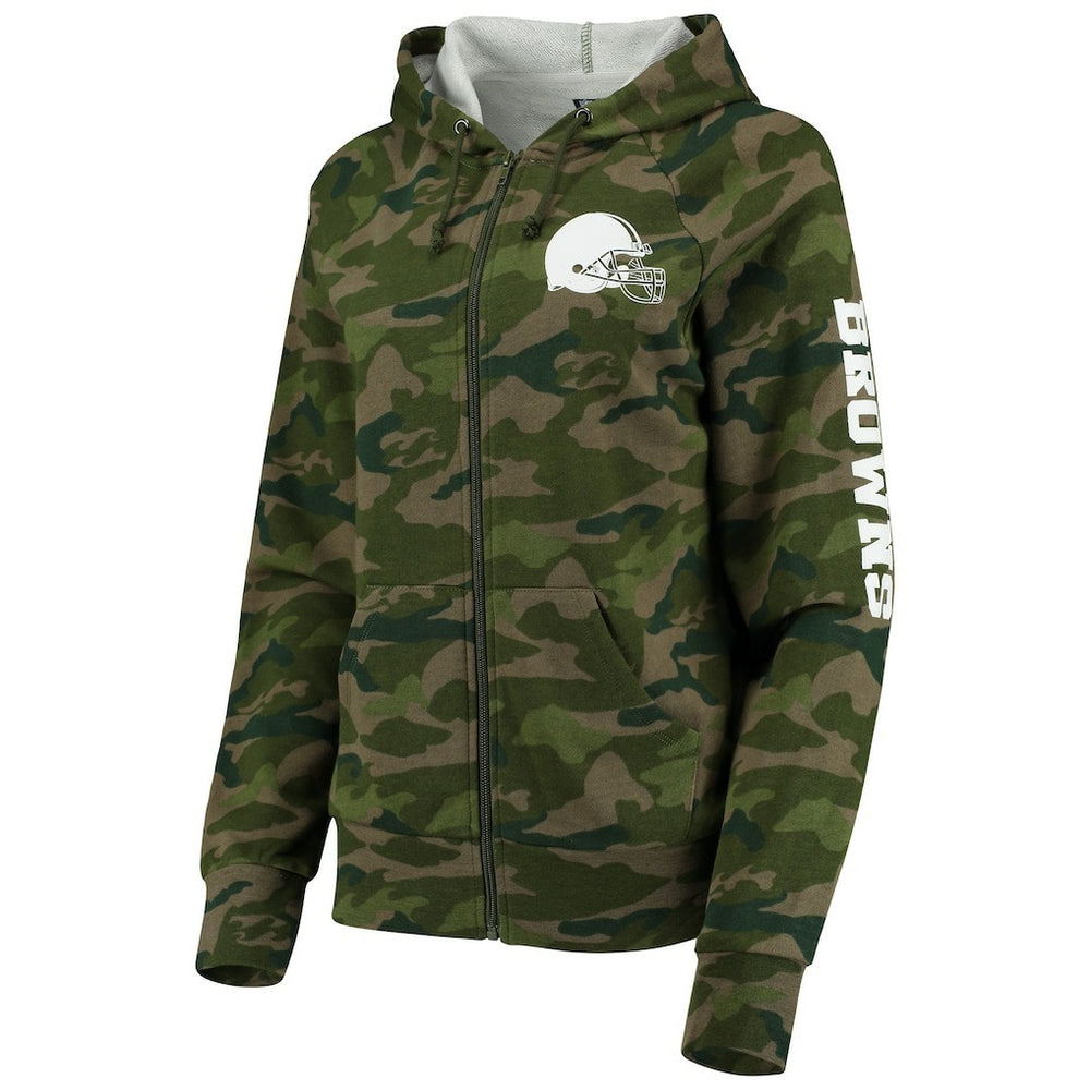 Cleveland Browns New Era Women's Raglan Full-Zip Hoodie - Camo Hoodies