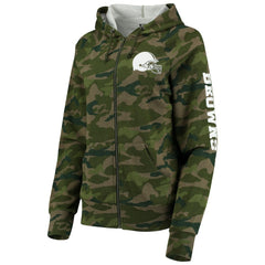 Cleveland Browns New Era Women's Raglan Full-Zip Hoodie - Camo Hoodies