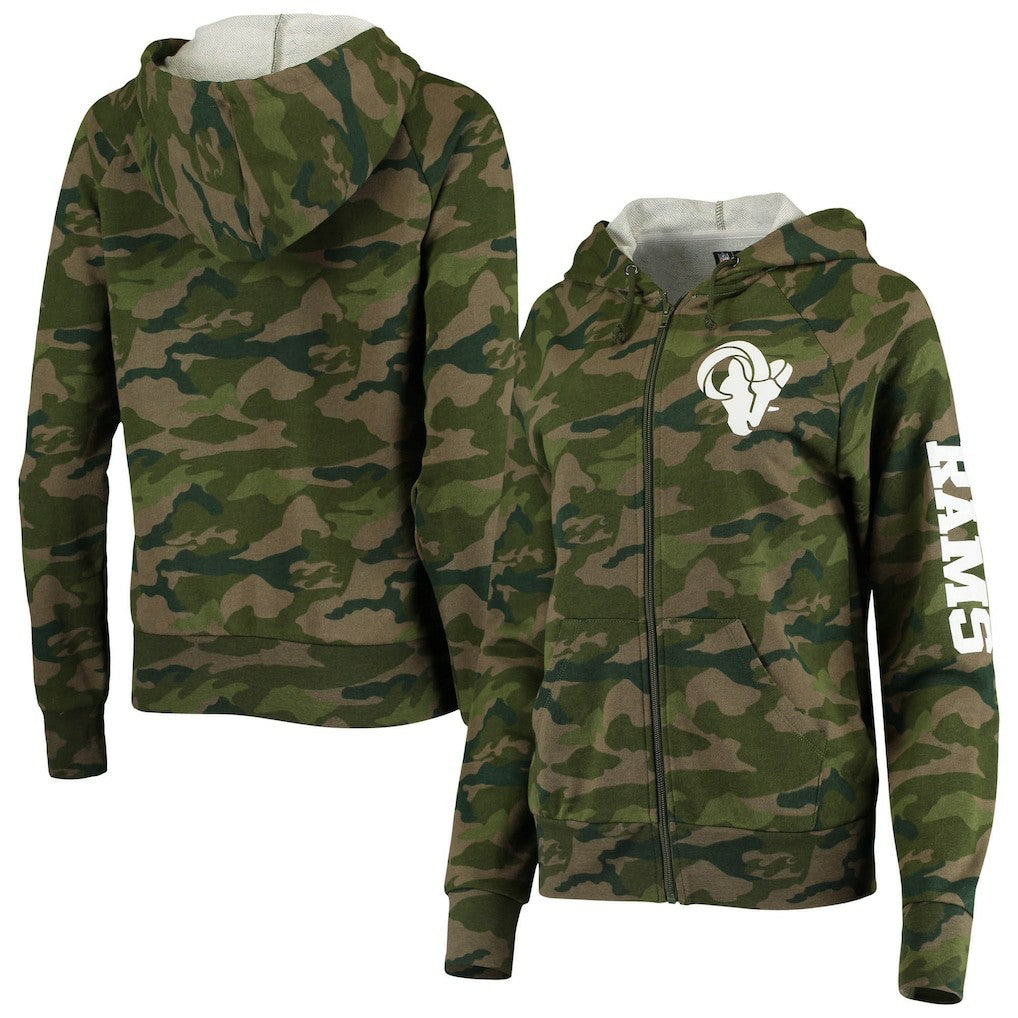Los Angeles Rams New Era Women's Raglan Full-Zip Hoodie - Camo Hoodies