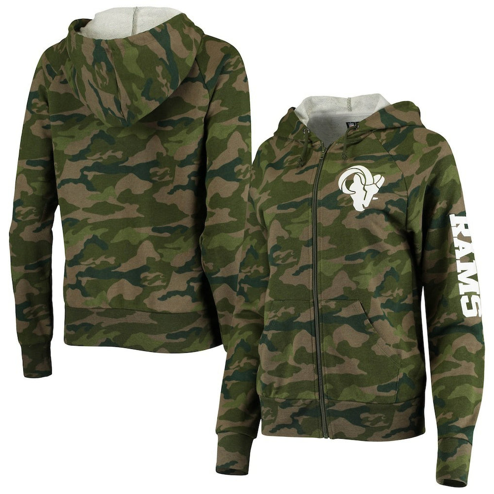 Los Angeles Rams New Era Women's Raglan Full-Zip Hoodie - Camo Hoodies