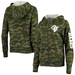 Los Angeles Rams New Era Women's Raglan Full-Zip Hoodie - Camo Hoodies