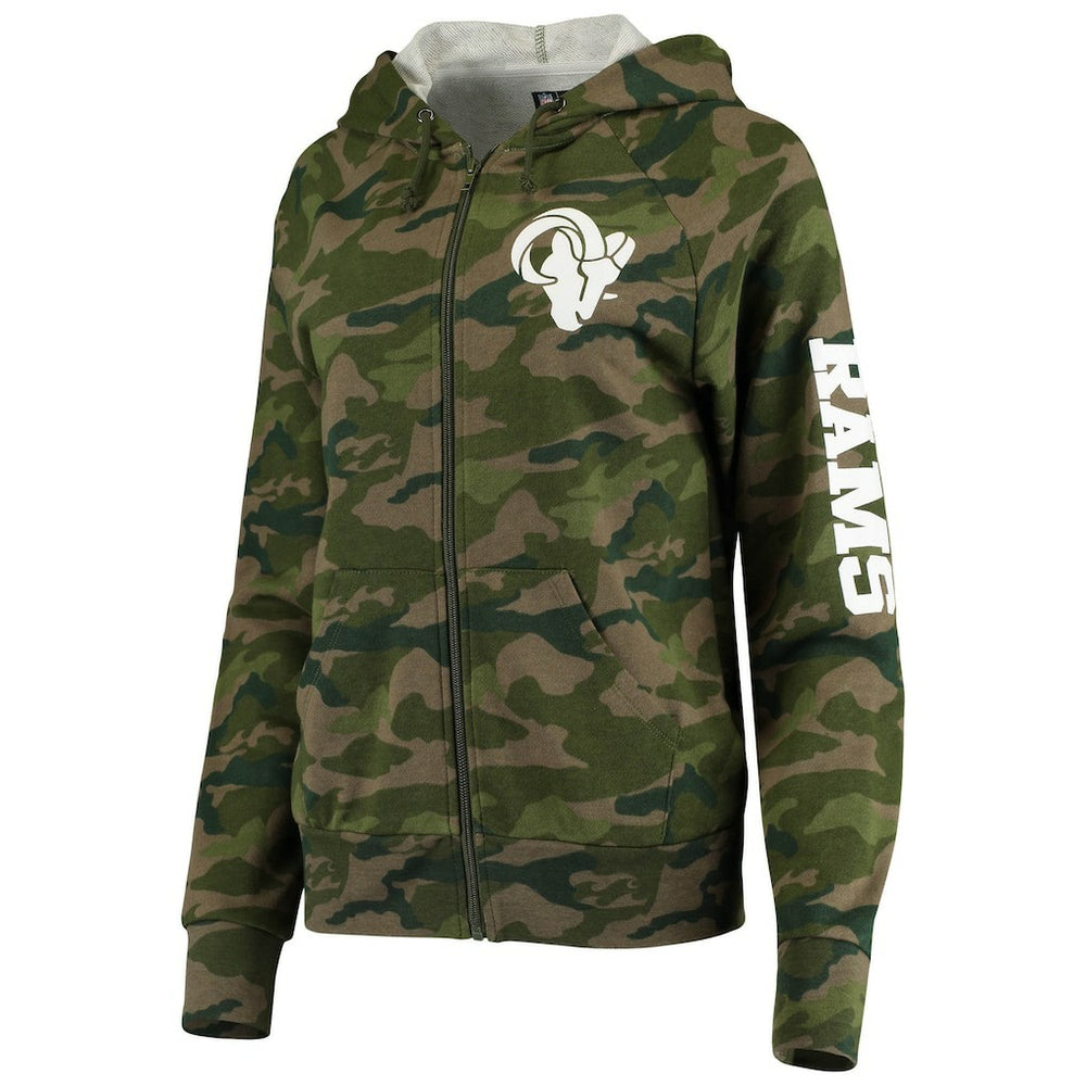 Los Angeles Rams New Era Women's Raglan Full-Zip Hoodie - Camo Hoodies