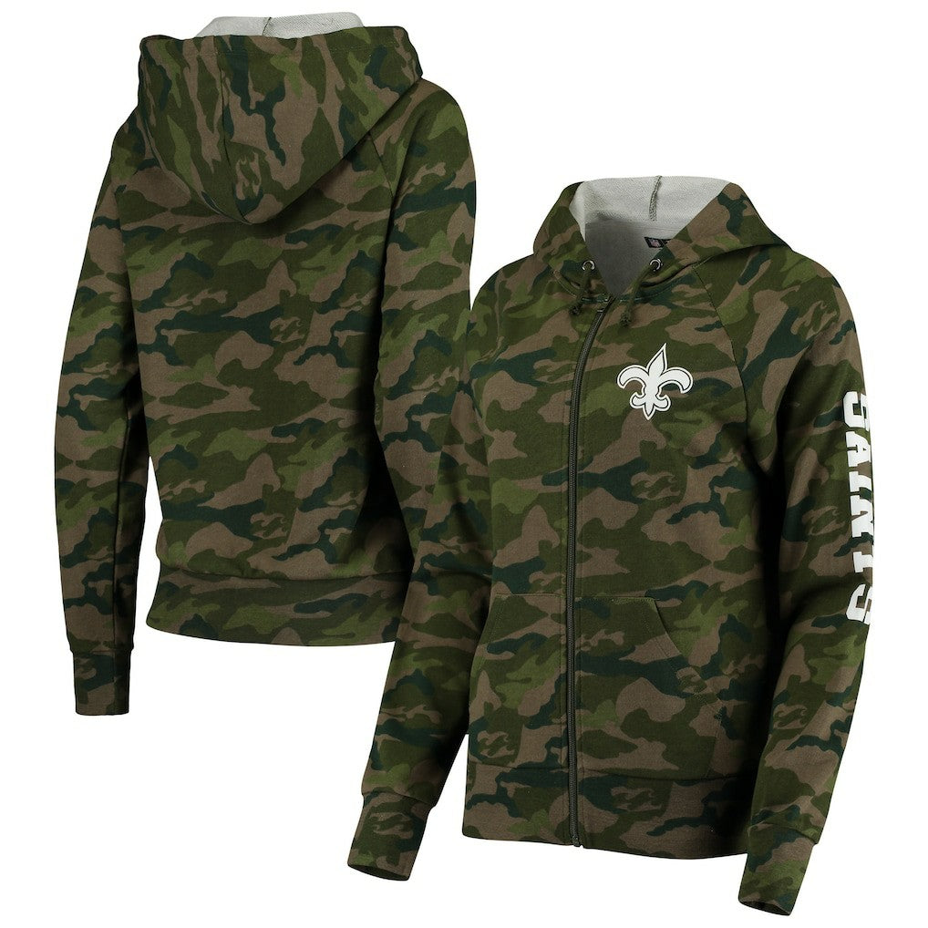 New Orleans Saints New Era Women's Raglan Full-Zip Hoodie - Camo Hoodies