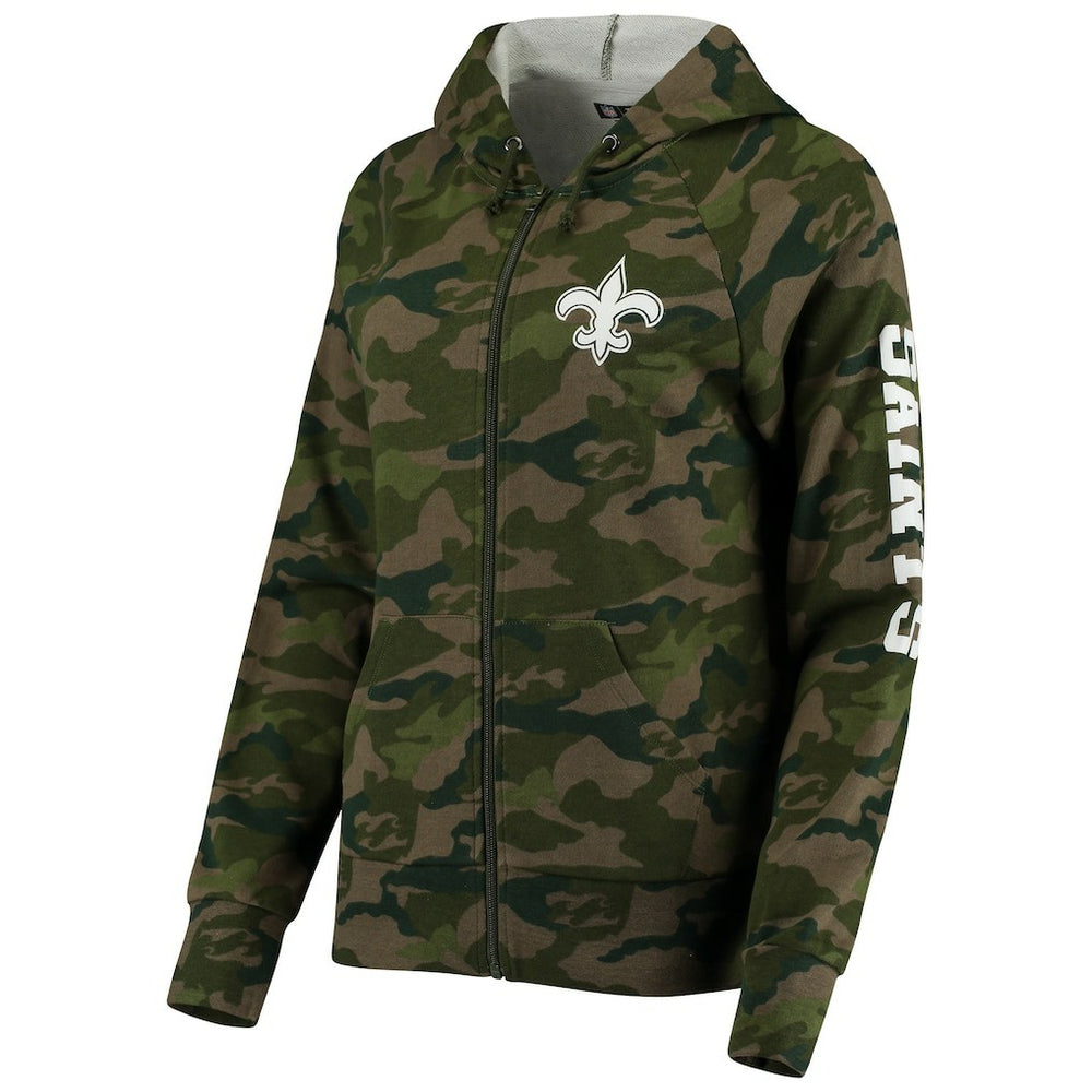 New Orleans Saints New Era Women's Raglan Full-Zip Hoodie - Camo Hoodies