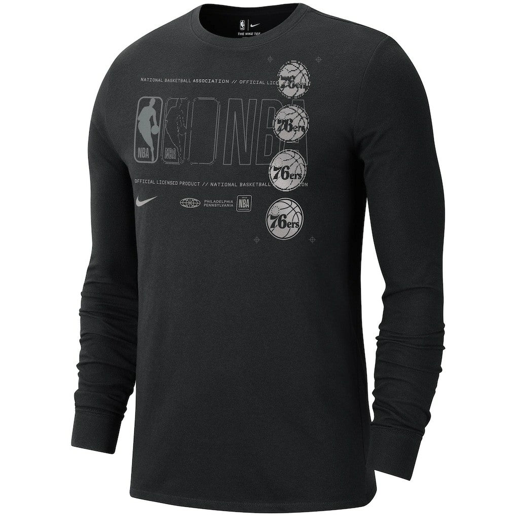 Philadelphia 76ers Courtside Chrome Long Sleeve T-Shirt Black - Nike
