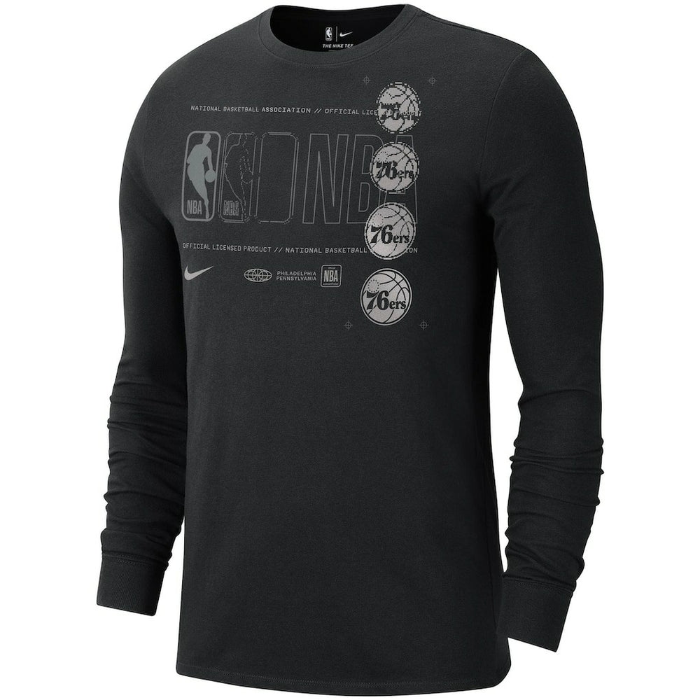 Philadelphia 76ers Courtside Chrome Long Sleeve T-Shirt Black - Nike