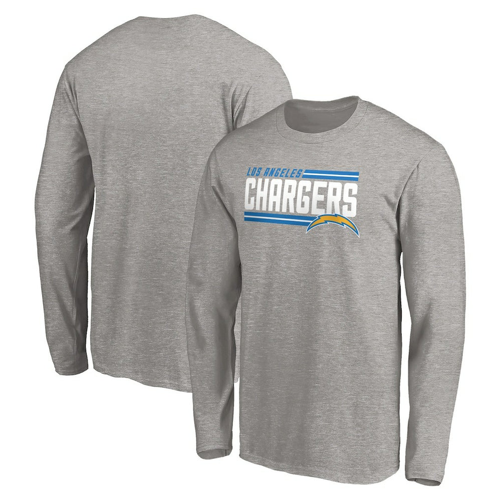 Los Angeles Chargers On Side Stripe Long Sleeve T-Shirt - Heathered Gray T-shirts
