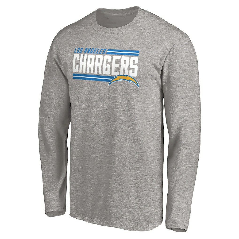 Los Angeles Chargers On Side Stripe Long Sleeve T-Shirt - Heathered Gray T-shirts