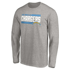 Los Angeles Chargers On Side Stripe Long Sleeve T-Shirt - Heathered Gray T-shirts