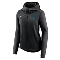 Miami Marlins Nike Women's Authentic Collection Baseball Performance Full-Zip Hoodie - Black Hoodies