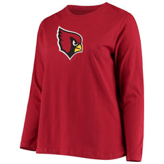 Arizona Cardinals Women's Plus Size Primary Logo Long Sleeve Scoop Neck T-Shirt - Cardinal T-shirts