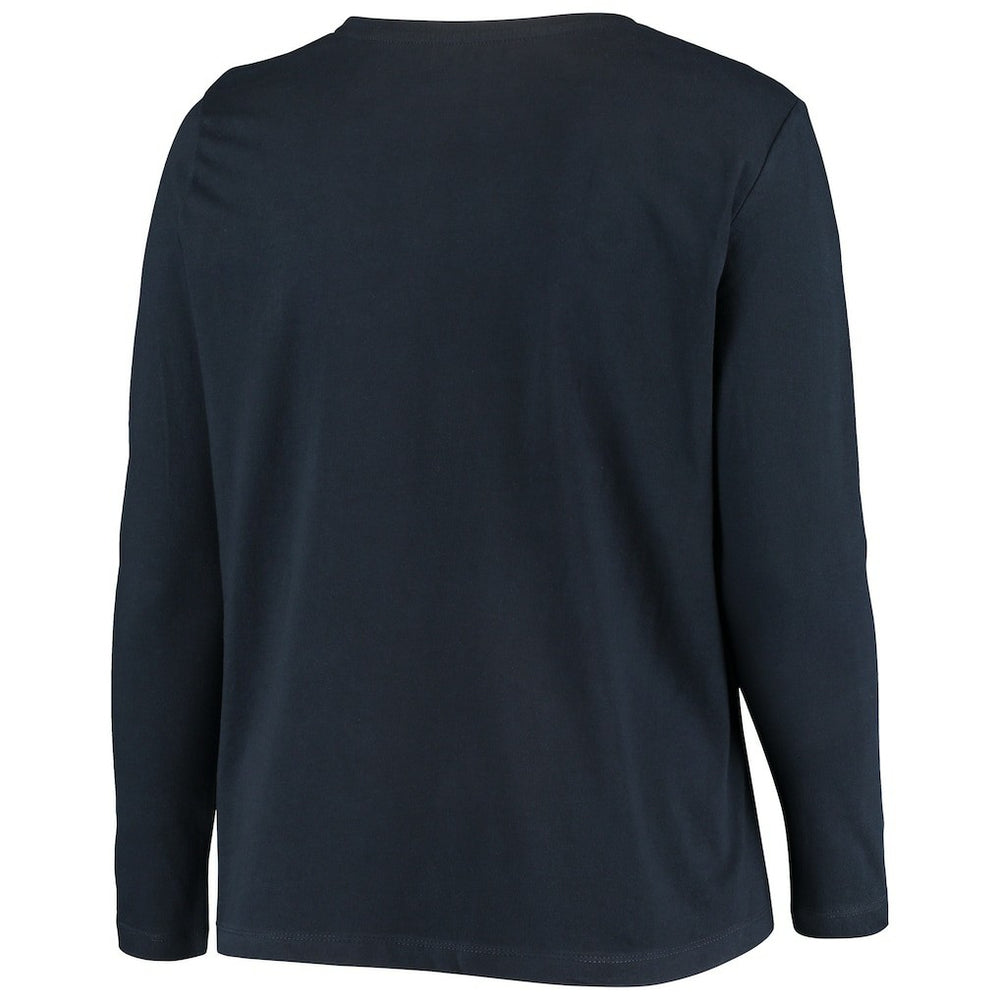 New England Patriots Women's Plus Size Primary Logo Long Sleeve Scoop Neck T-Shirt - Navy T-shirts