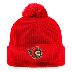Ottawa Senators Fanatics Core Primary Logo Cuffed Knit Hat with Pom - Red | US 3970398