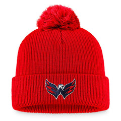 Washington Capitals Fanatics Primary Logo Cuffed Knit Hat with Pom - Red | US 3970399