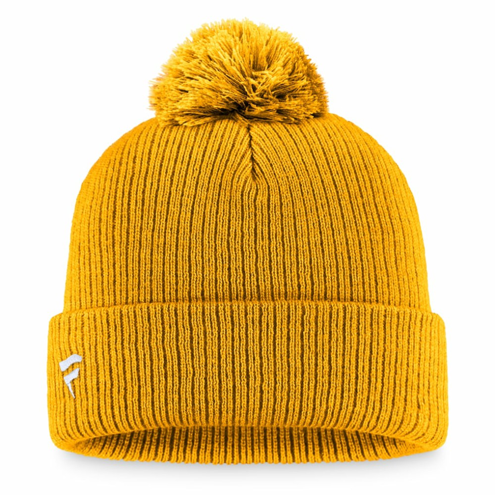 Nashville Predators Fanatics Primary Logo Cuffed Knit Hat with Pom - Gold | US 3970408