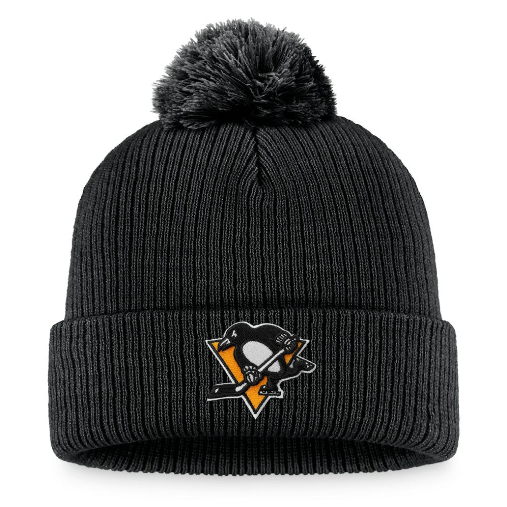 Pittsburgh Penguins Fanatics Primary Logo Cuffed Knit Hat with Pom - Black | US 3970433