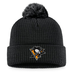 Pittsburgh Penguins Fanatics Primary Logo Cuffed Knit Hat with Pom - Black | US 3970433