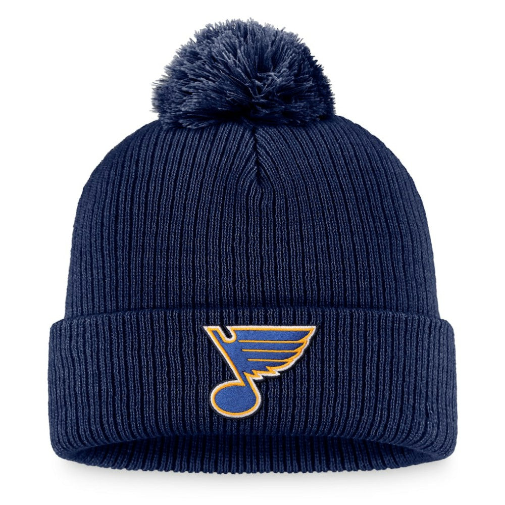 St. Louis Blues Fanatics Primary Logo Cuffed Knit Hat with Pom - Navy | US 3970452