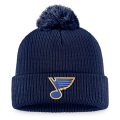 St. Louis Blues Fanatics Primary Logo Cuffed Knit Hat with Pom - Navy | US 3970452