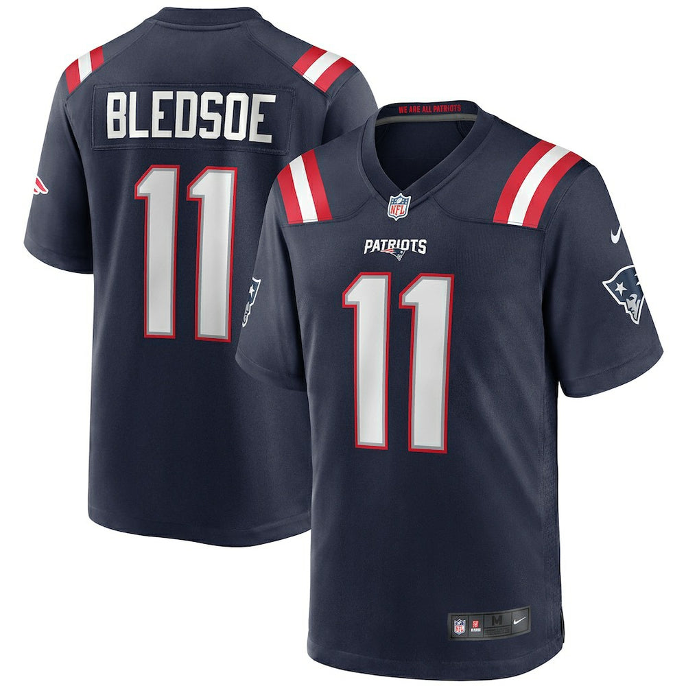 Drew Bledsoe New England Patriots Game Retired Player Jersey - Navy Jerseys