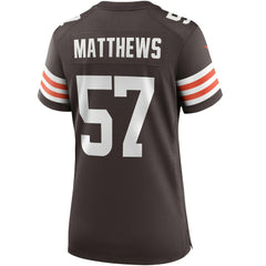 Clay Matthews Cleveland Browns Women's Game Retired Player Jersey - Brown Jerseys