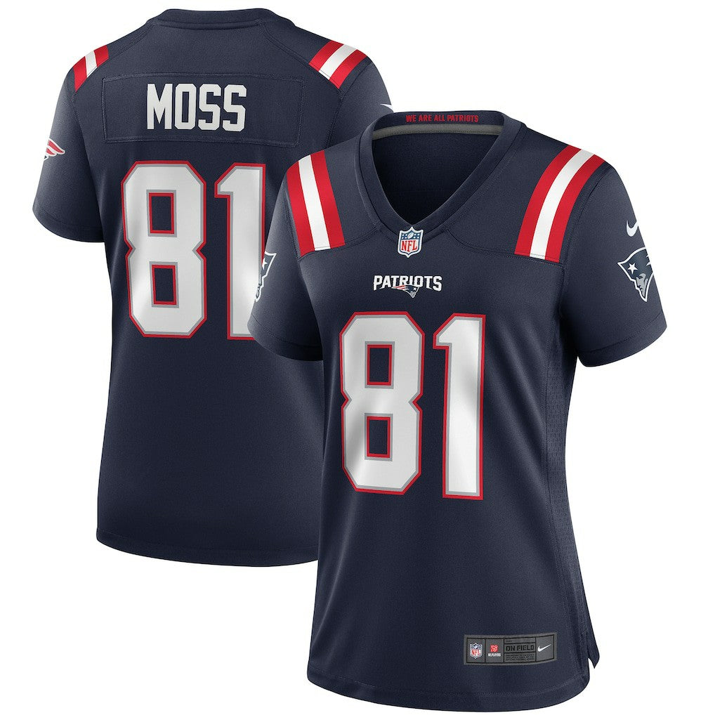 Randy Moss New England Patriots Women's Game Retired Player Jersey - Navy Jerseys