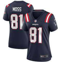 Randy Moss New England Patriots Women's Game Retired Player Jersey - Navy Jerseys