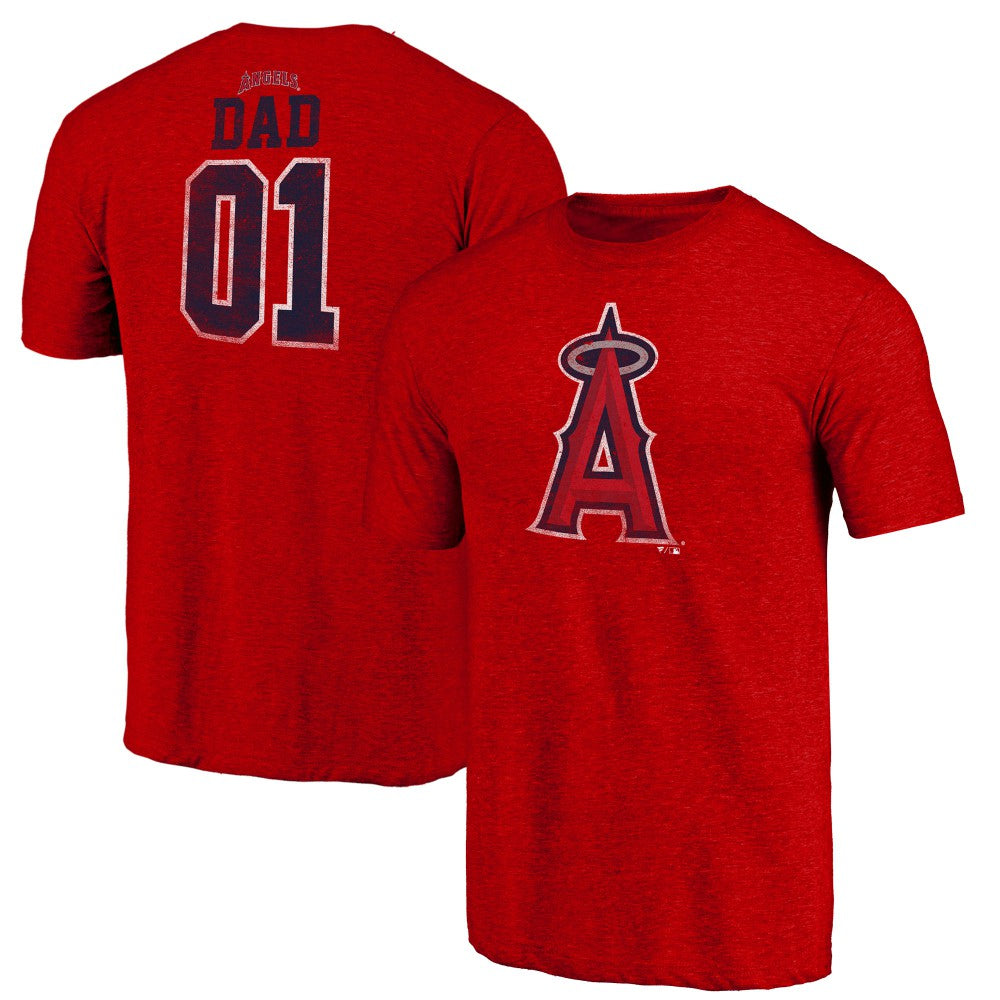 Los Angeles Angels Father's Day Greatest Dad Tri-Blend T-Shirt - Red T-shirts