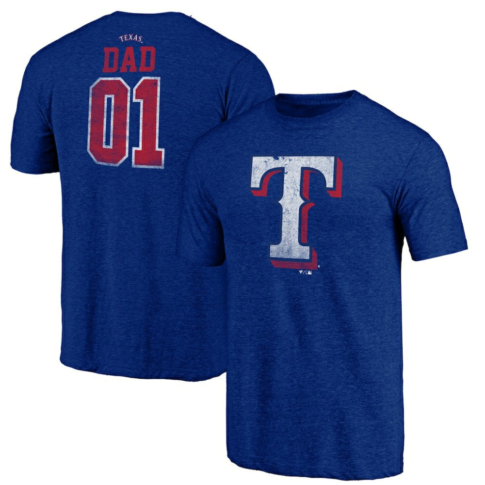 Texas Rangers Father's Day Greatest Dad Tri-Blend T-Shirt - Royal T-shirts