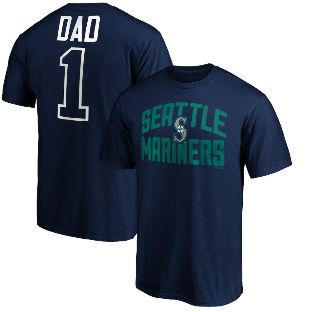 Seattle Mariners Father's Day #1 Dad T-Shirt - Navy T-shirts