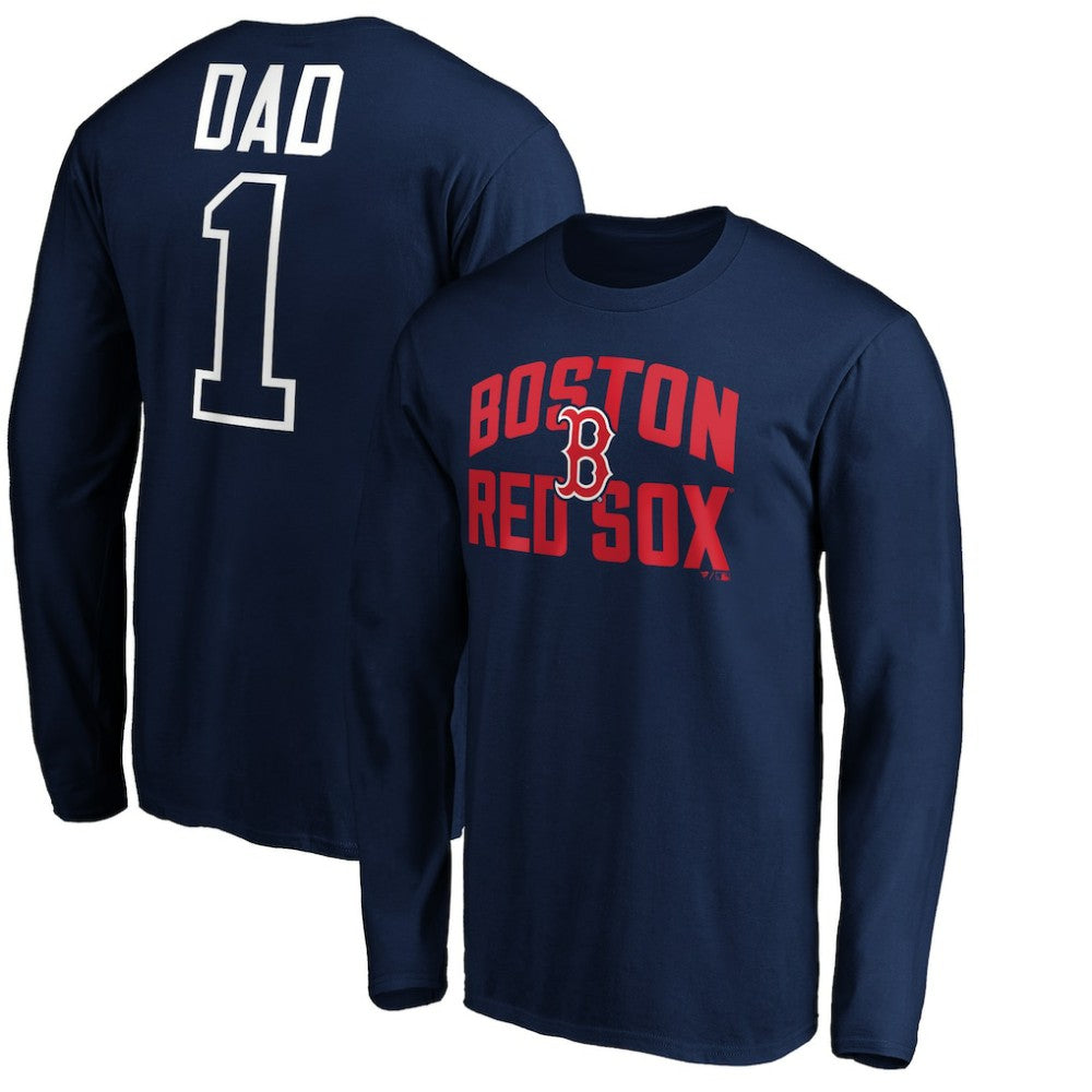 Boston Red Sox Father's Day #1 Dad Long Sleeve T-Shirt - Navy T-shirts