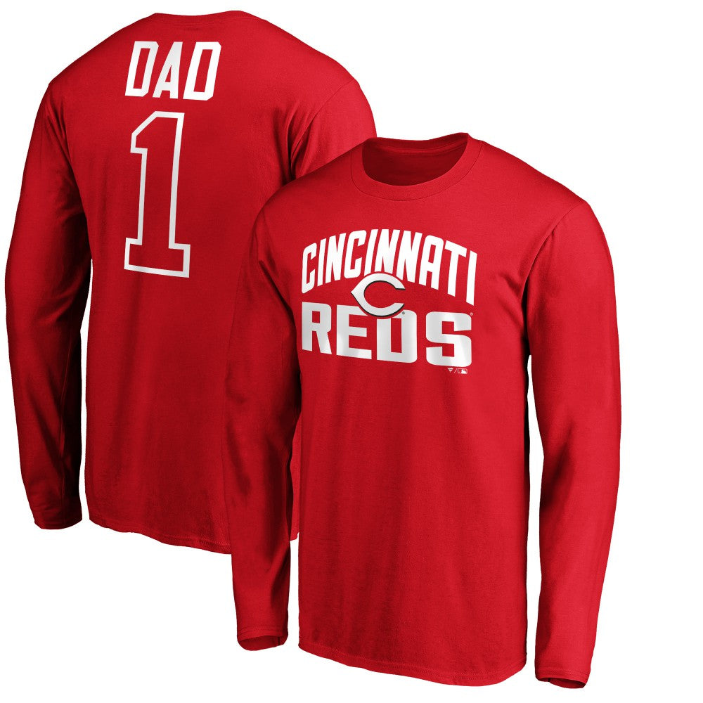 Cincinnati Reds Father's Day #1 Dad Long Sleeve T-Shirt - Red T-shirts