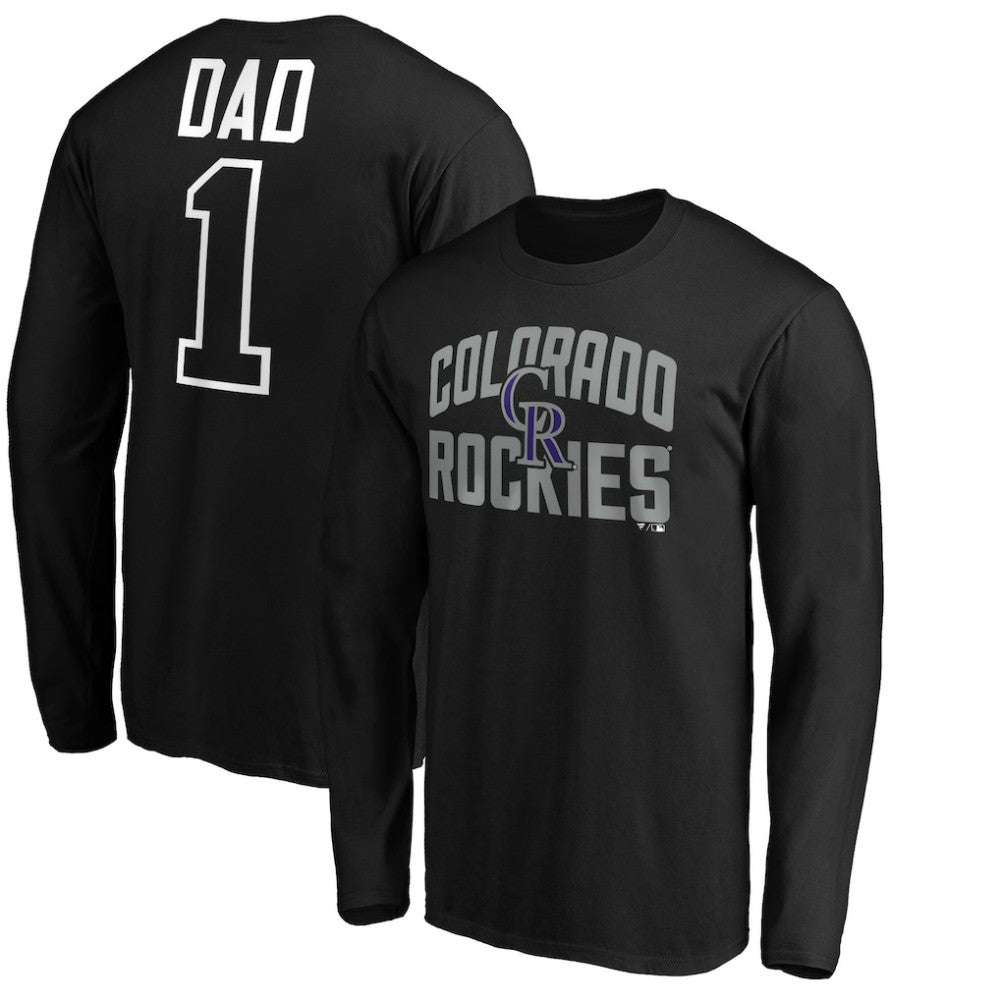 Colorado Rockies Father's Day #1 Dad Long Sleeve T-Shirt - Black T-shirts