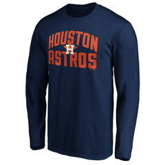 Houston Astros Father's Day #1 Dad Long Sleeve T-Shirt - Navy T-shirts