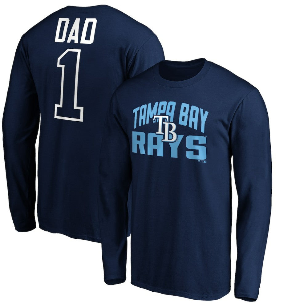 Tampa Bay Rays Father's Day #1 Dad Long Sleeve T-Shirt - Navy T-shirts