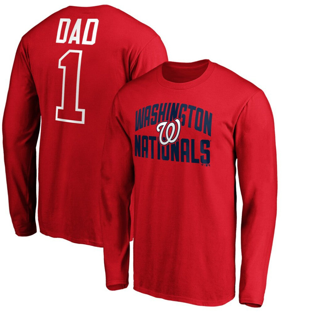 Washington Nationals Father's Day #1 Dad Long Sleeve T-Shirt - Red T-shirts