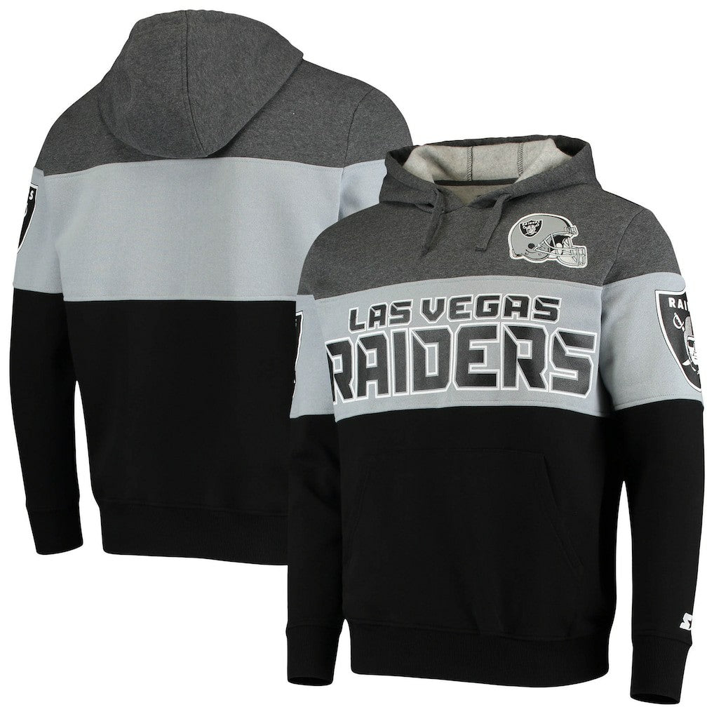 Las Vegas Raiders Starter Extreme Fireballer Pullover Hoodie - Heathered Gray/Silver Hoodies