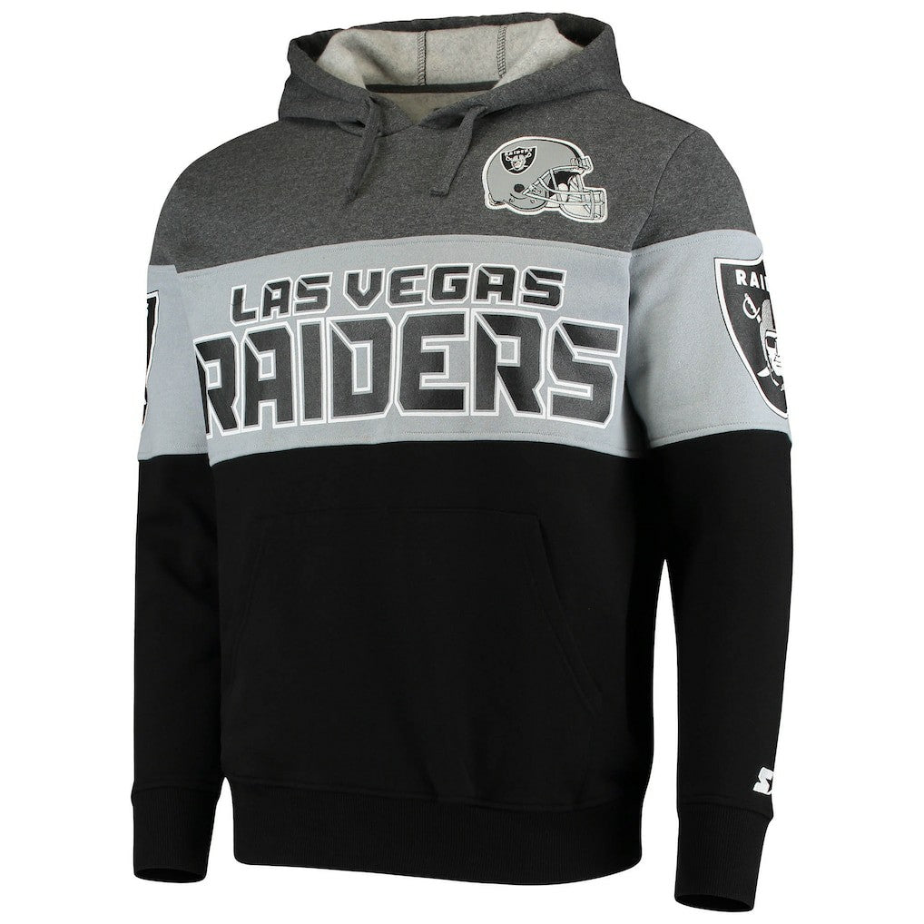 Las Vegas Raiders Starter Extreme Fireballer Pullover Hoodie - Heathered Gray/Silver Hoodies