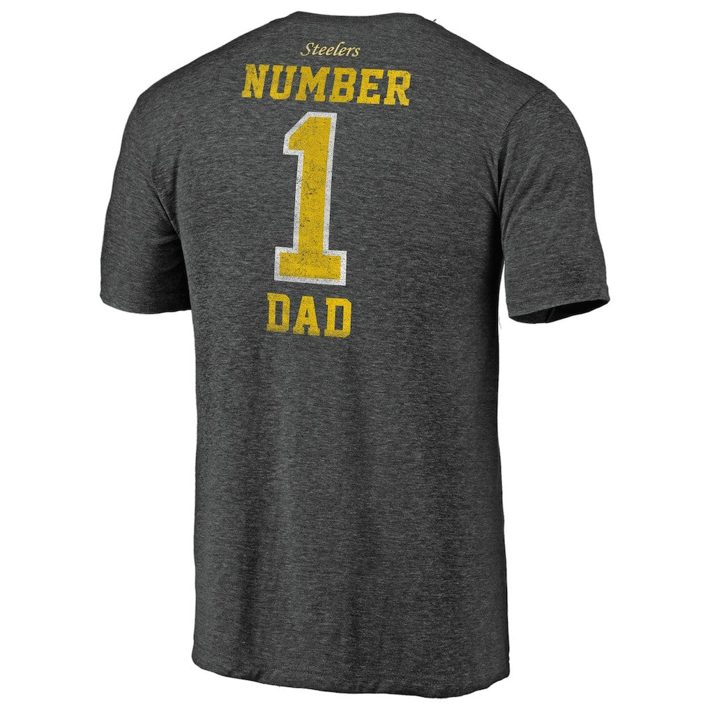 Pittsburgh Steelers #1 Dad Team Logo T-Shirt - Charcoal T-shirts