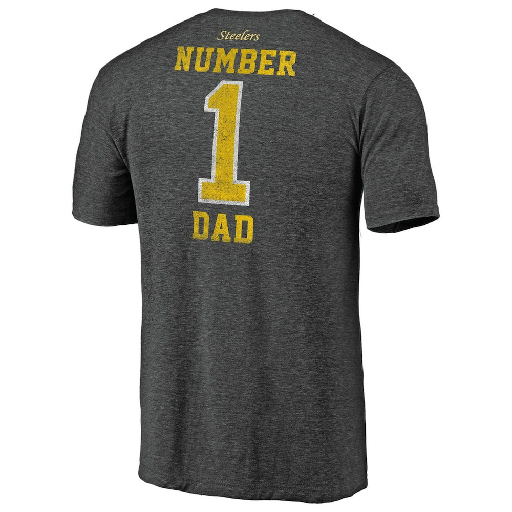 Pittsburgh Steelers #1 Dad Team Logo T-Shirt - Charcoal T-shirts