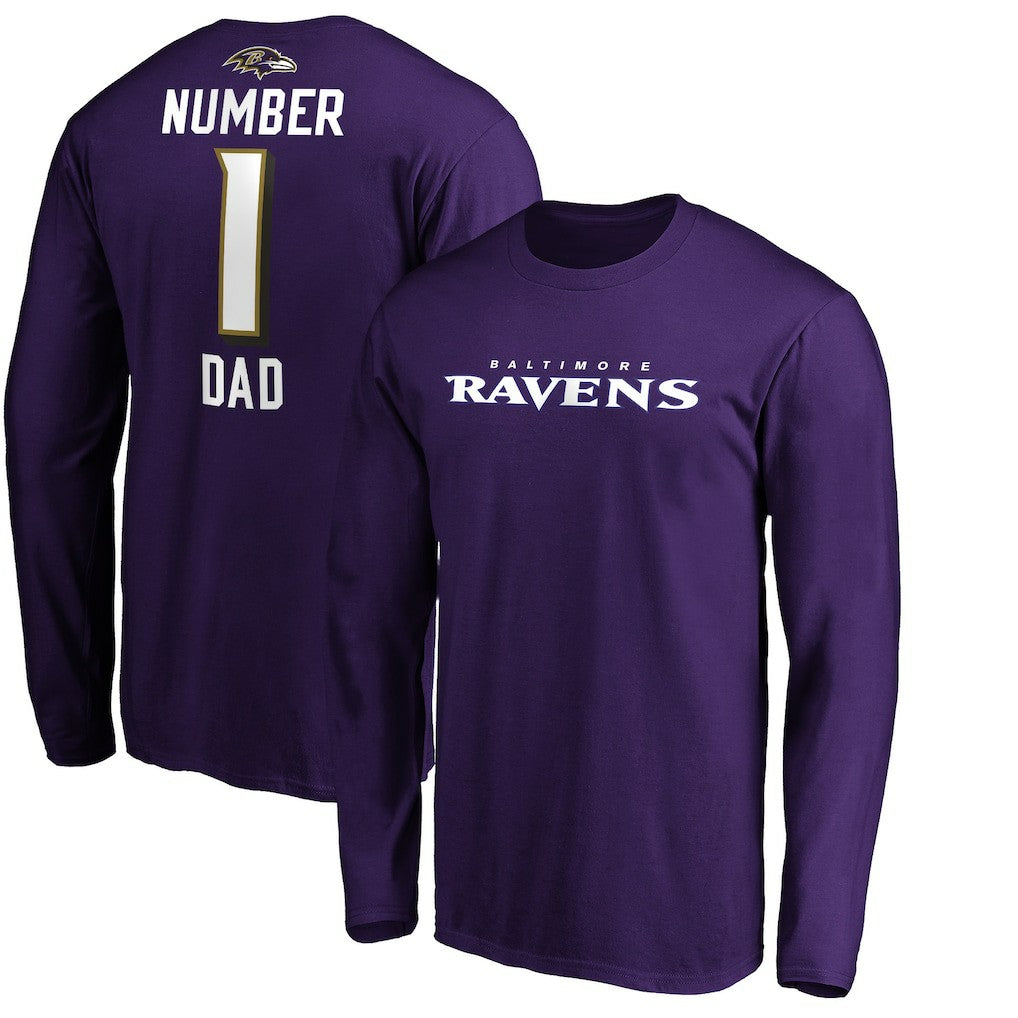 Baltimore Ravens #1 Dad Long Sleeve Team Logo T-Shirt - Purple T-shirts