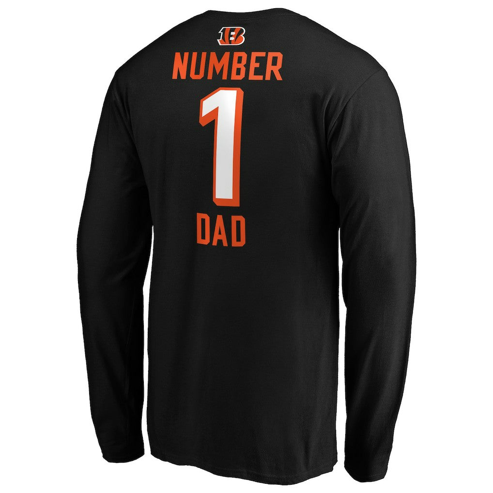 Cincinnati Bengals #1 Dad Long Sleeve Team Logo T-Shirt - Black T-shirts