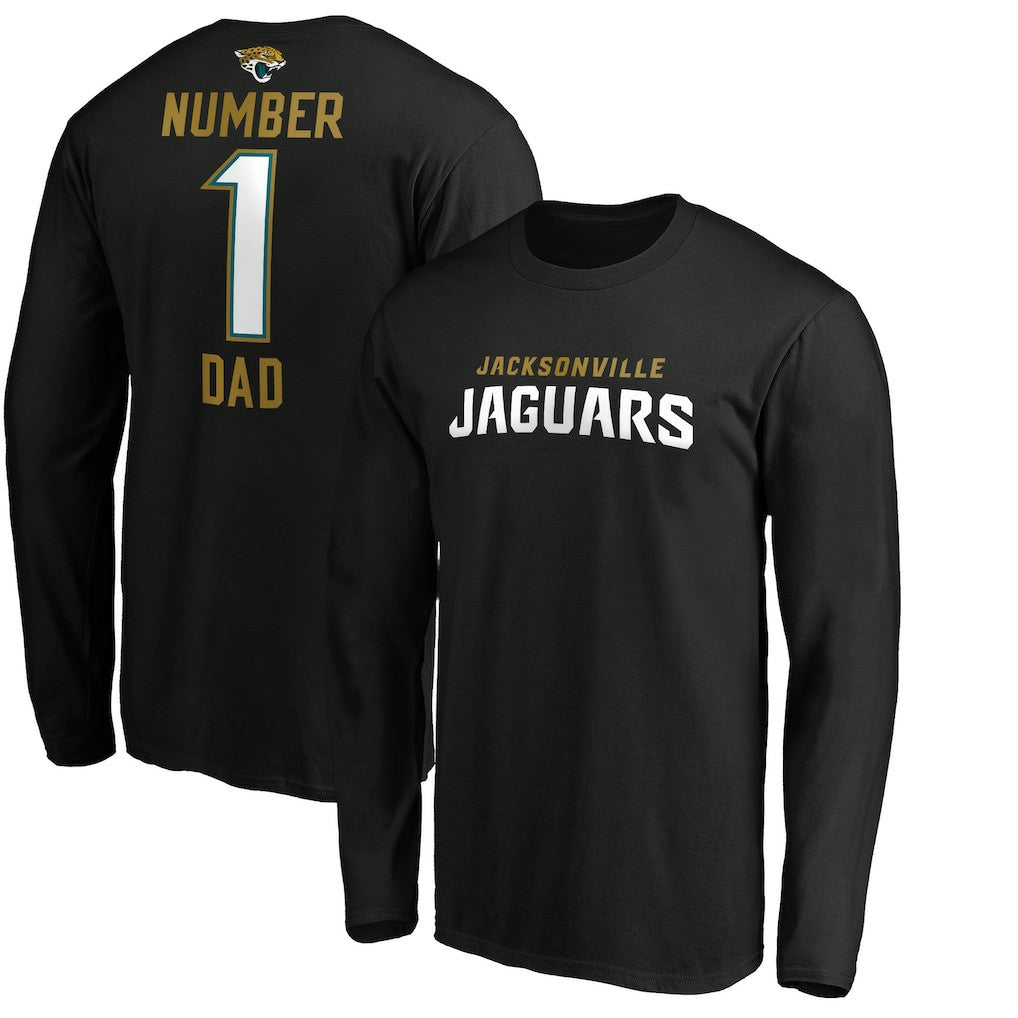 Jacksonville Jaguars #1 Dad Long Sleeve Team Logo T-Shirt - Black T-shirts