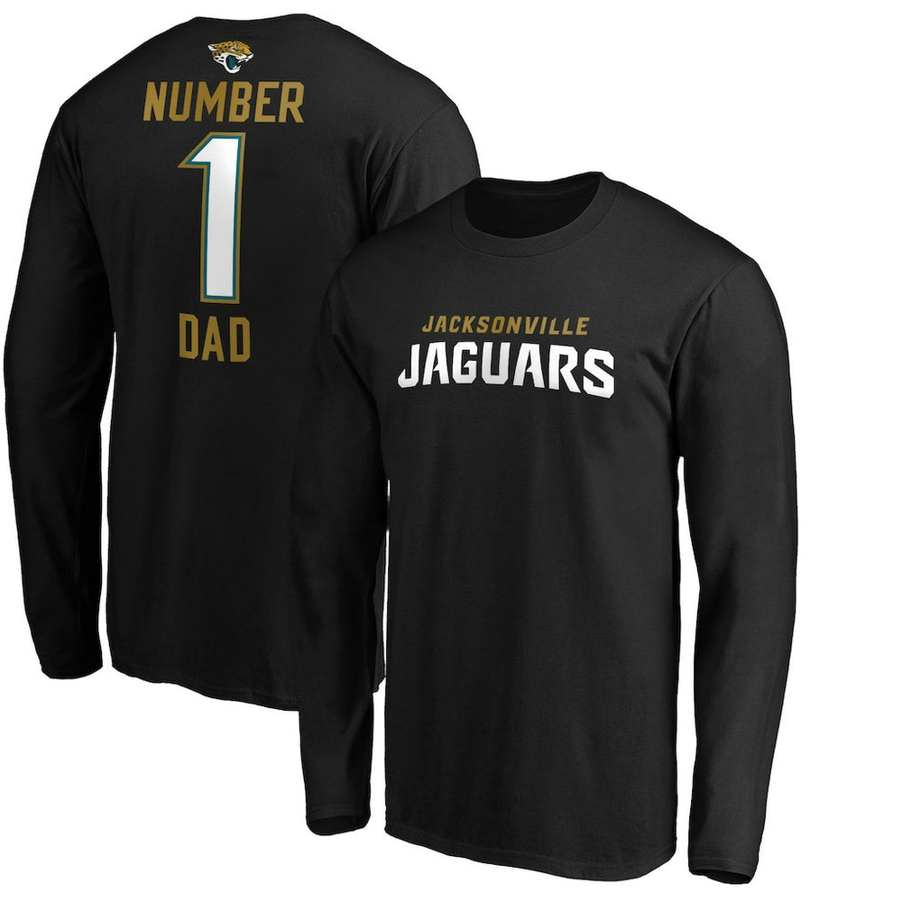 Jacksonville Jaguars #1 Dad Long Sleeve Team Logo T-Shirt - Black T-shirts